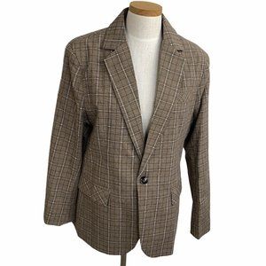 Blazer Plaid Size Medium Has Stretch 3 Pockets